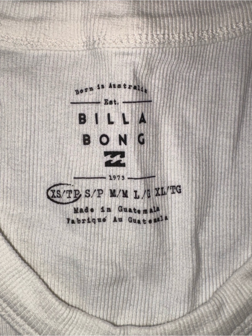 Billabong White Ribbed Tank Top with Blue Sun Motif Size XS - Picture 2 of 3